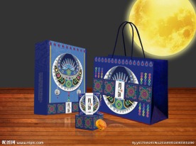 手绘名族风 高端月饼包装展开图