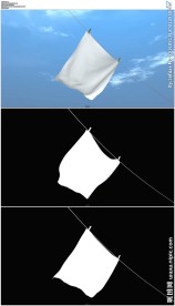 3d蓝天下飘动的白色绸缎