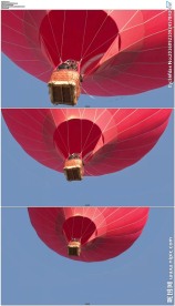 乘坐红色热气球