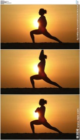 美女夕阳运动做瑜伽