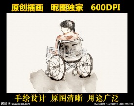 轮椅女孩残疾人公益画