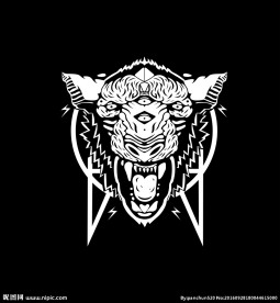 AI狼头T恤印花矢量图