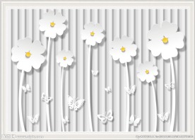 3D立体白色花背景