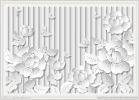3D立体白色花背景墙
