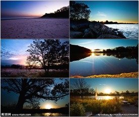 清晨日出美景七合一