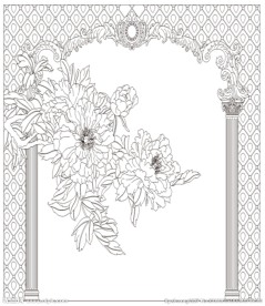 牡丹花欧式背景墙