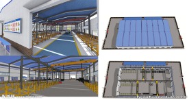 现代标准钢筋钢结构加工厂生产区