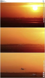 夕阳飞机起飞
