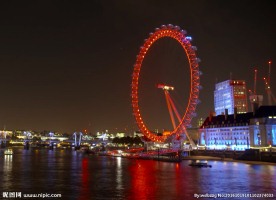 间隔拍摄-晚上的伦敦眼