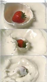 草莓掉进牛奶