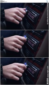 男人手调节旋转汽车广播音量按钮