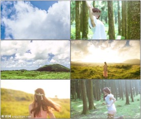 小清新美女嬉戏唯美画面