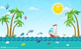 卡通夏日海景