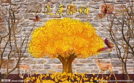 砖墙黄金书背景墙