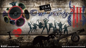 复古音乐剪影人物背景墙