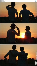 夕阳下成功击掌团队