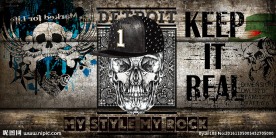 英文摇滚音乐骷髅头背景墙