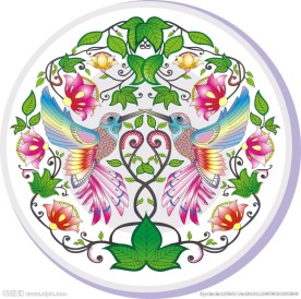 花鸟画 矢量鸟 碟子花朵