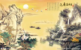 财源广进中式背景墙