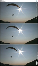 滑翔伞运动员平稳的漂浮在空中