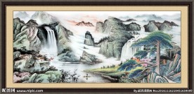迎客松山水国画