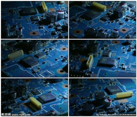 蓝色电路板旋转拍摄