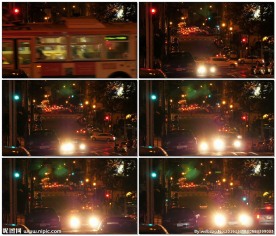 旧金山夜晚忙碌的街道