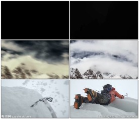 攀岩雪山的危险瞬间