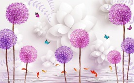 蒲公英3D立体背景墙