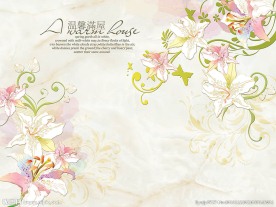 唯美百合现代背景墙