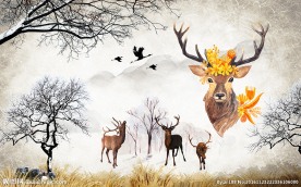 北欧麋鹿背景墙