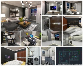 暗色调现代风格效果图