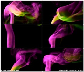 粉色和绿色的烟雾