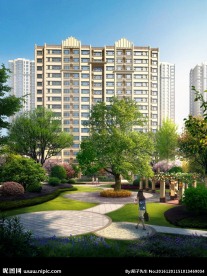 小区节点绿化效果图