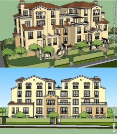 西班牙排屋建筑草图大师SU模型