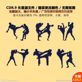 手绘体育运动拳击散打矢量图