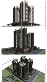 高层住宅建筑草图大师模型