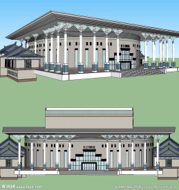 客家剧院建筑草图大师SU模型
