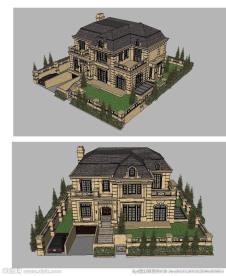 法式别墅建筑草图大师SU模型