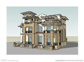 双拼别墅建筑草图大师SU模型