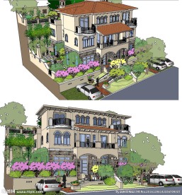 现代中式建筑草图大师SU模型