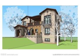 现代别墅建筑草图大师SU模型