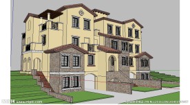 地中海联排建筑草图大师SU模型