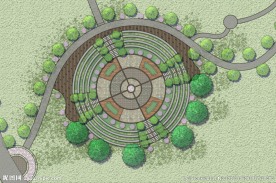 阶梯式广场彩色平面图