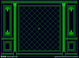 家装CAD实木背景雕花墙板