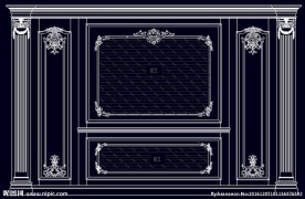 家装CAD实木背景雕花墙板