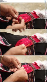 广西瑶族妇女做手工手艺