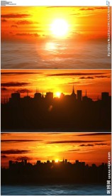 海上日落城市日落3D场景