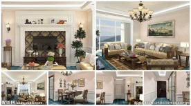 美式客厅餐厅效果图