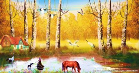 客厅欧式山水油画